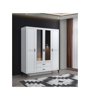 Çizgi 4 Kapılı 2çekmeceli Gardırop Elbise Dolabı 160x55x200cm