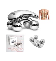 4D Massager Sıkılaştırıcı 4 Başlıklı Masaj Aleti Cilt Sıkılaştırıcı Masaj Cihazı Manuel Masaj Cihazı (Gümüş Gri)