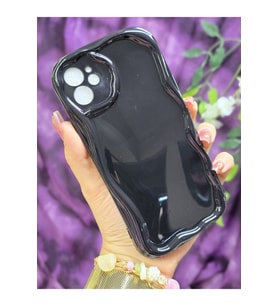 Iphone 11 Uyumlu 3D Dalga Kenarlı Siyah Telefon Kılıfı