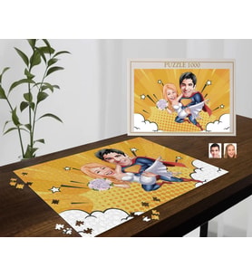 BK Gift Kişiye Özel Sevgililer Karikatürlü 1000 Parça Profesyonel Puzzle-26