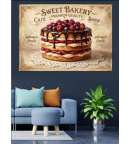Sweet Bakery Meyveli Pasta Tablosu Dekoratif Kanvas - Mdf Ahşap Tablo