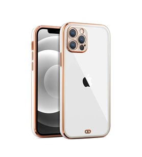 iPhone 12 Pro 6.1inç Gold Çerçeve Kamera Korumalı Bumper Kılıf-(5775) - SSSSSS9346-5976