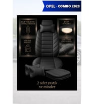 opel combo 2023 Koltuk ve Kılıf uyumlu Minder Siyah Yastık Lüks 2 Minder 2 Yastık