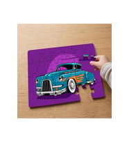 Mavi Araba İllustrasyonu Tasarımlı 24 Parça Ahşap Çocuk Puzzle MPK0700