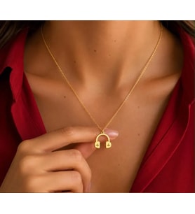 Kişiye Özel 925 Ayar Gümüş Minimal Kulaklık Kolye (Gold)