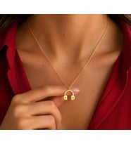 Kişiye Özel 925 Ayar Gümüş Minimal Kulaklık Kolye (Gold)