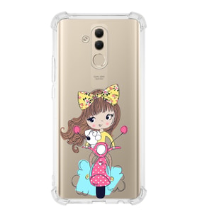 Huawei Mate 20 Lite Uyumlu Köşe Korumalı Antişok Kapak Vespagirl Tasarımlı Şeffaf Silikon Kılıf