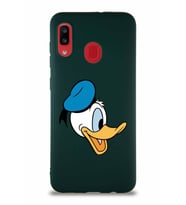 Samsung Galaxy A30 Soft Premier Kapak Donald Duck-F Tasarımlı Silikon Kılıf - Yeşil (Şeffaf)