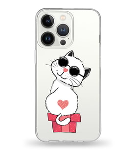 Apple iPhone 13 Pro Max Uyumlu Kapak Coolcat Tasarımlı Şeffaf Silikon Kılıf