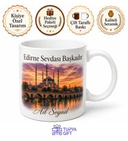 Edirne Şehir Akşamı Temalı Kupa Bardak Özel Tasarım Hediye