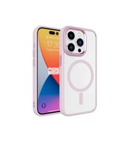 Apple iPhone 15 Pro Max Uyumlu Kılıf Wireless Şarj Özellikli Zore Krom M-safe Silikon Kapak (Açık Pembe)