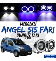 Citroen Nemo 2008-2022 Uyumlu Üniversal Mercekli Angel Sis Farı Metal 76 mm Mavi Halkalı Gündüz Farı
