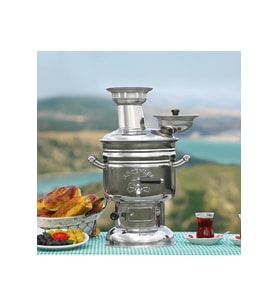 Sözenler Krom Semaver Kömürlü 4 lt. KS 11 ile Tasima Cantasi.