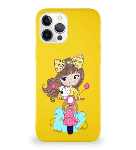 Apple iPhone 12 Pro Max Soft Premier Kapak Vespagirl Tasarımlı Silikon Kılıf - Sarı (Şeffaf)