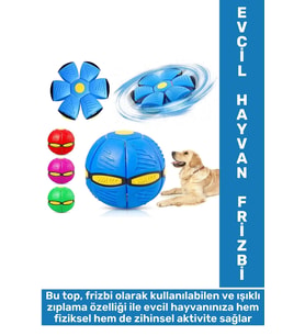Eğlenceli İnteraktif Fiziksel Zihinsel Gelişim Işıklı Zıplayan Frizbi Kedi Köpek Evcil Hayvan Topu