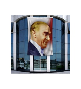 Yan Portre Atatürk Poster Bayrak Raşel Kumal 4x6 metre ATA45
