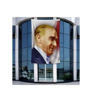 Yan Portre Atatürk Poster Bayrak Raşel Kumal 4x6 metre ATA45