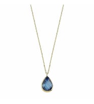 Altın Taşlı Kolye Aquablue 1.2 cm (Çok Renkli)