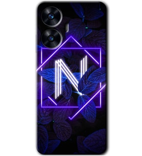 Realme C55 Kılıf HD Desen Baskılı Kılıf - Dark Neon Yaprak N Harfi
