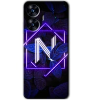 Realme C55 Kılıf HD Desen Baskılı Kılıf - Dark Neon Yaprak N Harfi