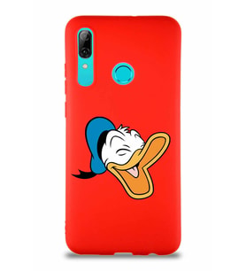 Huawei P Smart 2019 Soft Premier Kapak Donald Duck-E Tasarımlı Silikon Kılıf - Kırmızı (Şeffaf)