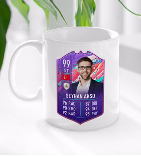 BK Gift Kişiye Özel Futbolcu Kartı Tasarımlı Beyaz Kupa Bardak-2