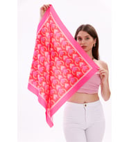 Aşk Kalpleri Model Fular Bandana Şal Estascarf 70x70 Cm (Pembe)
