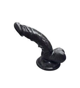 Gerçekçi Testisli Siyah Dildo 16 cm