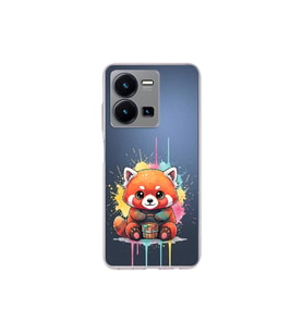 Vivo Y22s ile Uyumlu Splash Tilki Tasarımlı Şeffaf Silikon Kılıf
