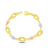 BARIŞ TAKI 925 Ayar Gümüş Gold Oval Beyaz Taşlı Hallow Bileklik