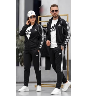Unisex 3'lü Sevgili Kombin Eşofman Takımı Dalgıç Kompak 2 Iplik Ceket Tişört Alt Set