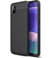 Samsung Galaxy A71 için Kılıf Deri Dokulu Silikon Siyah [Galaxy A71 ile Uyumlu Kılıf - Siyah]