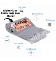 Kişiye Özel Sultan Desenli Baskılı Peştemal – İsim Yazılı Oversize Türk Plaj Havlusu – Banyo Havlusu (Gri)