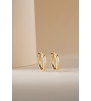 925 Ayar Gümüş Gold Kaplama Oval 15 mm Şarnel Halka Küpe