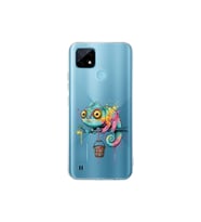 Realme C21 ile Uyumlu Splash Bukalemun Tasarımlı Şeffaf Silikon Kılıf