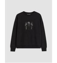 LCW Modest Siyah Taşlı Kadın Kalın Sweatshirt Tunik
