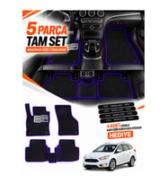 e-biz FORD FOCUS 3.5-STW (2015-2018) Uyumlu EVA Oto Paspas Metal Topukluklu Havuzlu Siyah-Lacivert