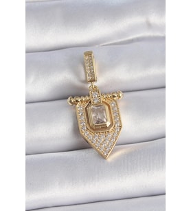 Pirinç Gold Renk Baget Zirkon Taşlı Ajda Charm 5886
