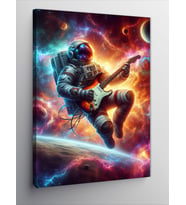 Kanvas Tablo Uzayda Gitar Çalan Astronot
