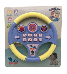 Erdem Oyuncak Nini Baby Direksiyon Eğitici Sesli Müzikli 21*21 cm 8 Tuşlu Oyuncak Direksiyon (Mavi)