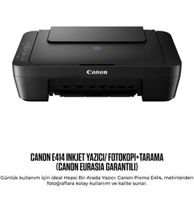 E414 Çok Fonksiyonlu Mürekkep Püskürtmeli Yazıcı/Fotokopi+Tarama, ‎AC 100 – 240 V, 50/60 Hz, ‎42.6 x 14.5 x 30.6 cm; 470 gr ( Eurasia Garantili)