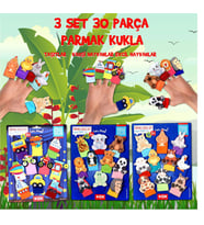3 Set - 30 Parça Tox Taşıtlar, Evcil ve Vahşi Hayvanlar Parmak Kukla T181 T772 T782