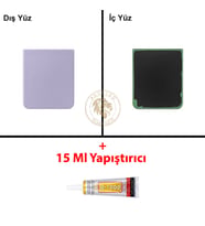 Samsung Galaxy Z Flip 4 Mor Renk Arka Kapak + B7000 Yapıştırıcı Arka Cam Batarya Kapağı Pil Kapağı Lazer Kesim Back Cover Galaxy Z Flip 4 Uyumlu