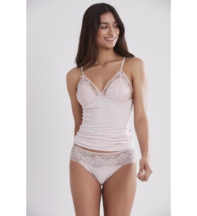Kadın Dantelli Penye Atlet Külot / Kaşkorse Set - 375 Pudra