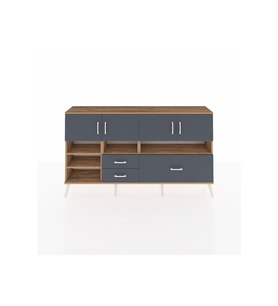 Arges Konsol 8 Raflı 3 Çekmeceli 4 Kapaklı 176x30x99 Çam-Antrasit