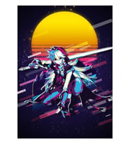 Jilet - Genshin Impact 80s Retro Tablo Ahşap Poster Dekoratif