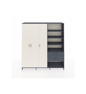 Hyperion Dolap 16 Raflı 2 Çekmeceli 3 Kapaklı 220x44x243 Antrasit-Aytaşı/Antrasit