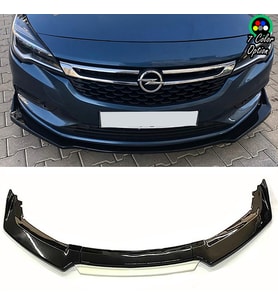 Opel Astra K Beyaz Renkli Şeritli Dilli Ön Lip 4 Prç Parlak Siyah ABS