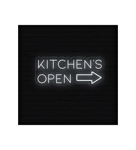 KITCHEN'S OPEN Yazılı ve Şekilli Neon Tabela