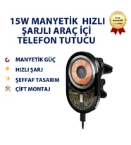 EIMA E-MC4 MagDrive Pro 15W Manyetik Kablosuz Şarjlı Araç İçi Telefon Tutucu